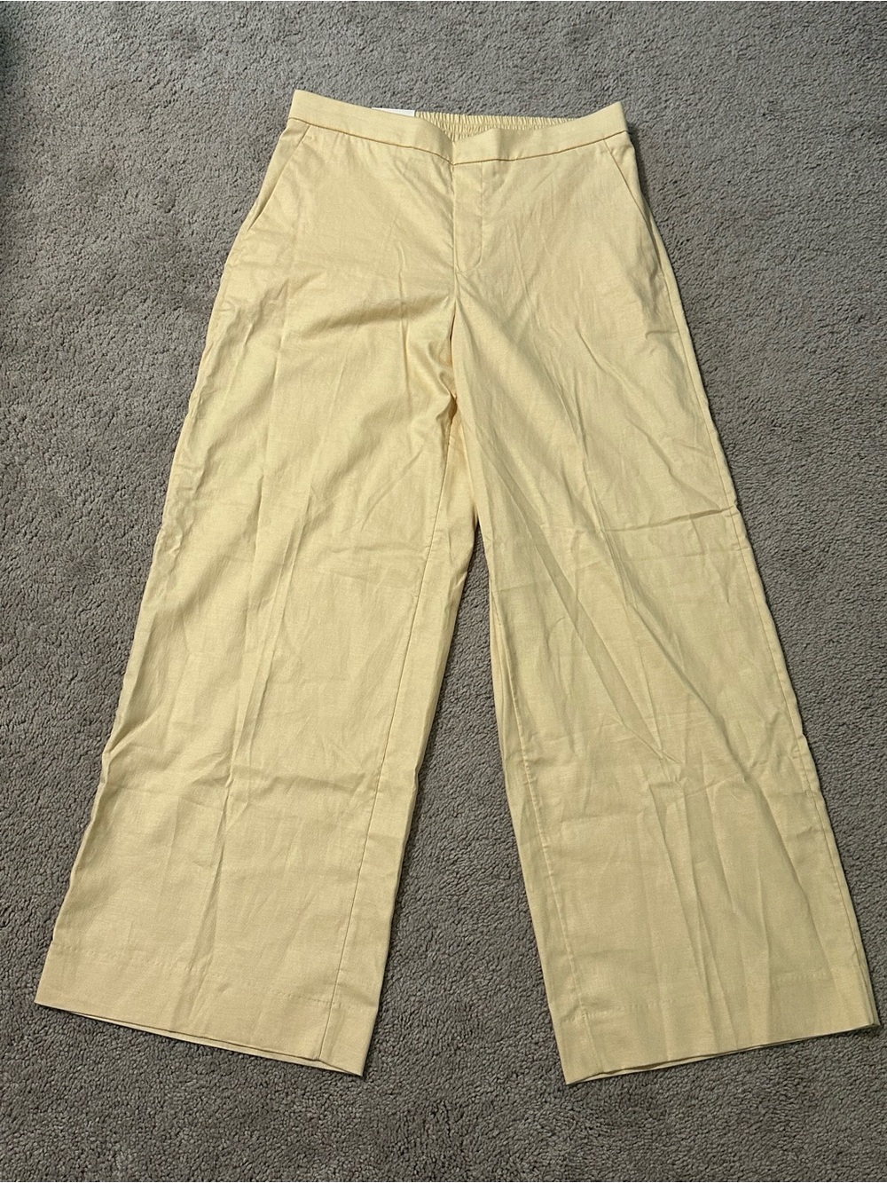 Banana Republic Yellow Linen-Blend Wide Leg Pants